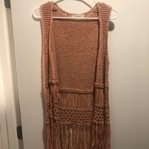 Painted Threads Sleeveless Fringed Sweater